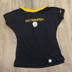 Nike Tri-Blend Great Catch T-Shirt Pittsburgh Steelers Boat Neck Black Size M